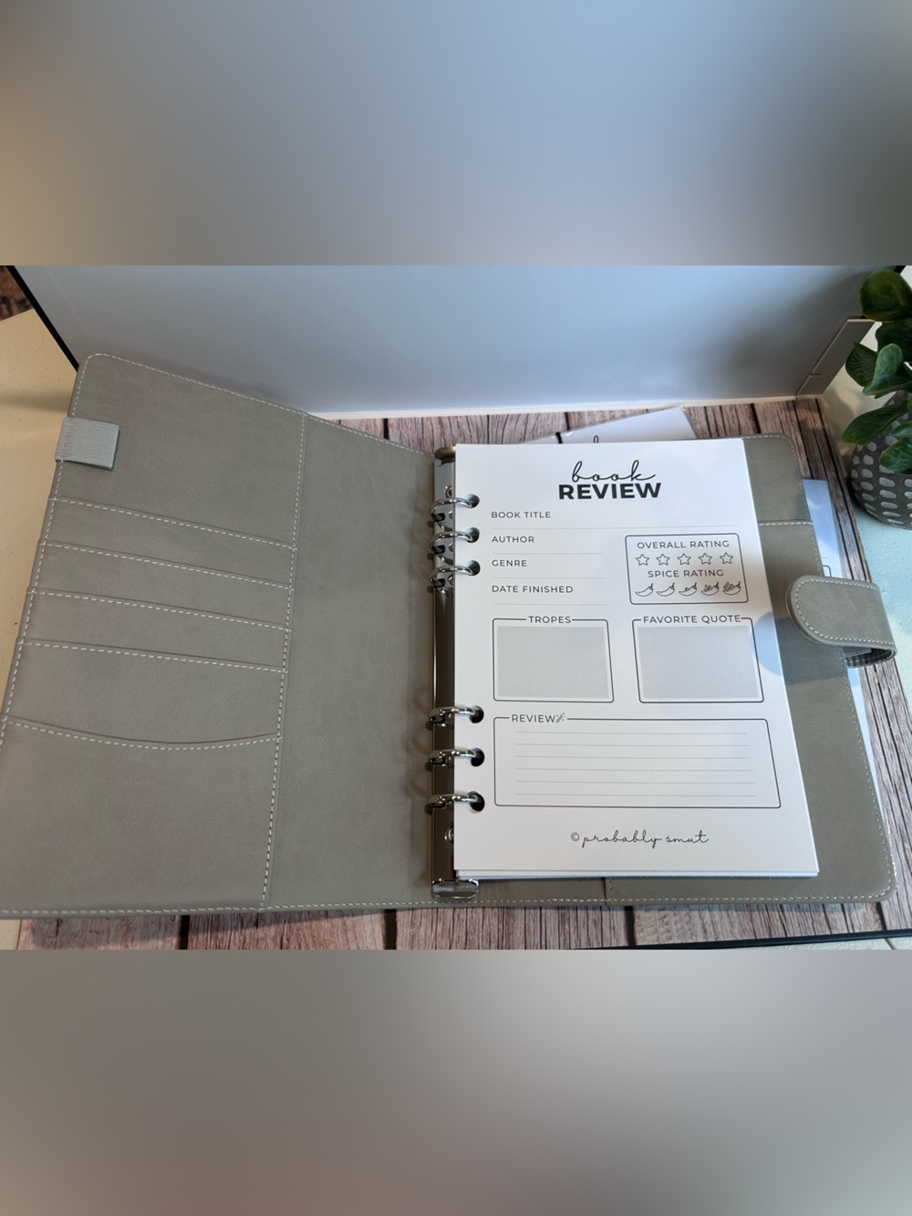Probably Smut Book Review Notebook and Insert
